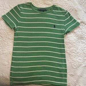 Polo by Ralph Lauren Women’s Green and White Striped Tee